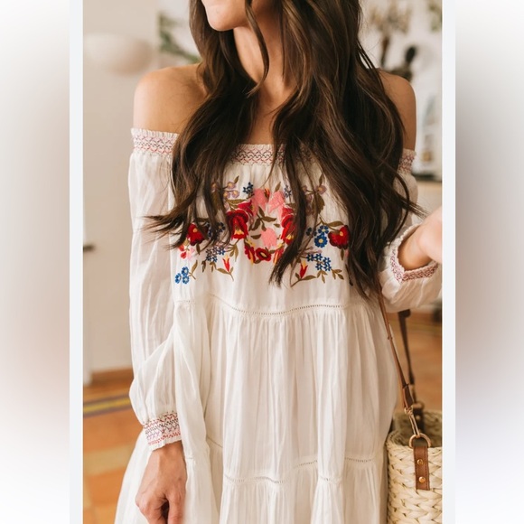 Free People Positano Off-the-Shoulder Embroidered Dress – Size XS - Picture 1 of 8